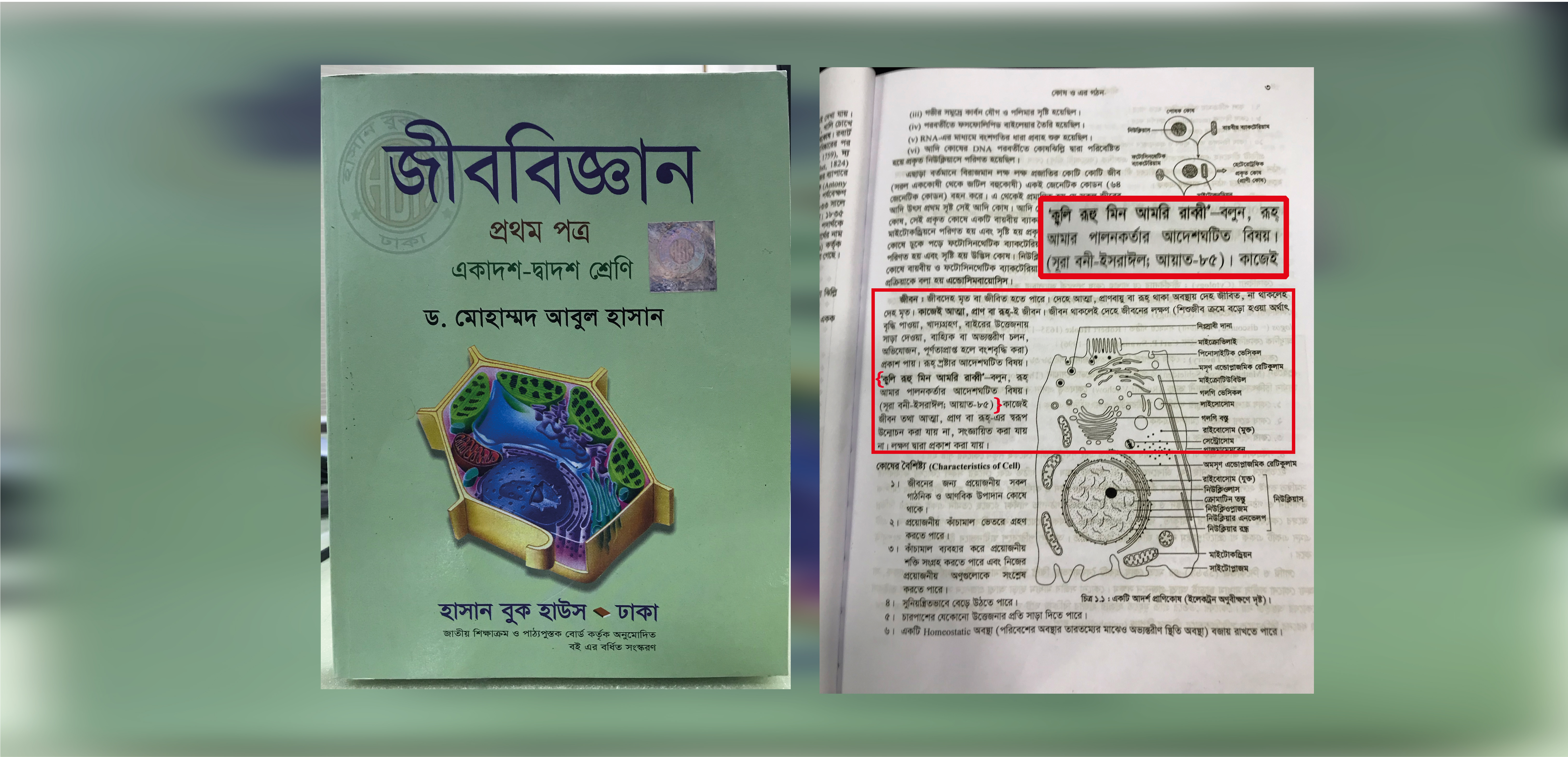 জীববিজ্ঞান বইয়ে পবিত্র কোরানের আয়াত!